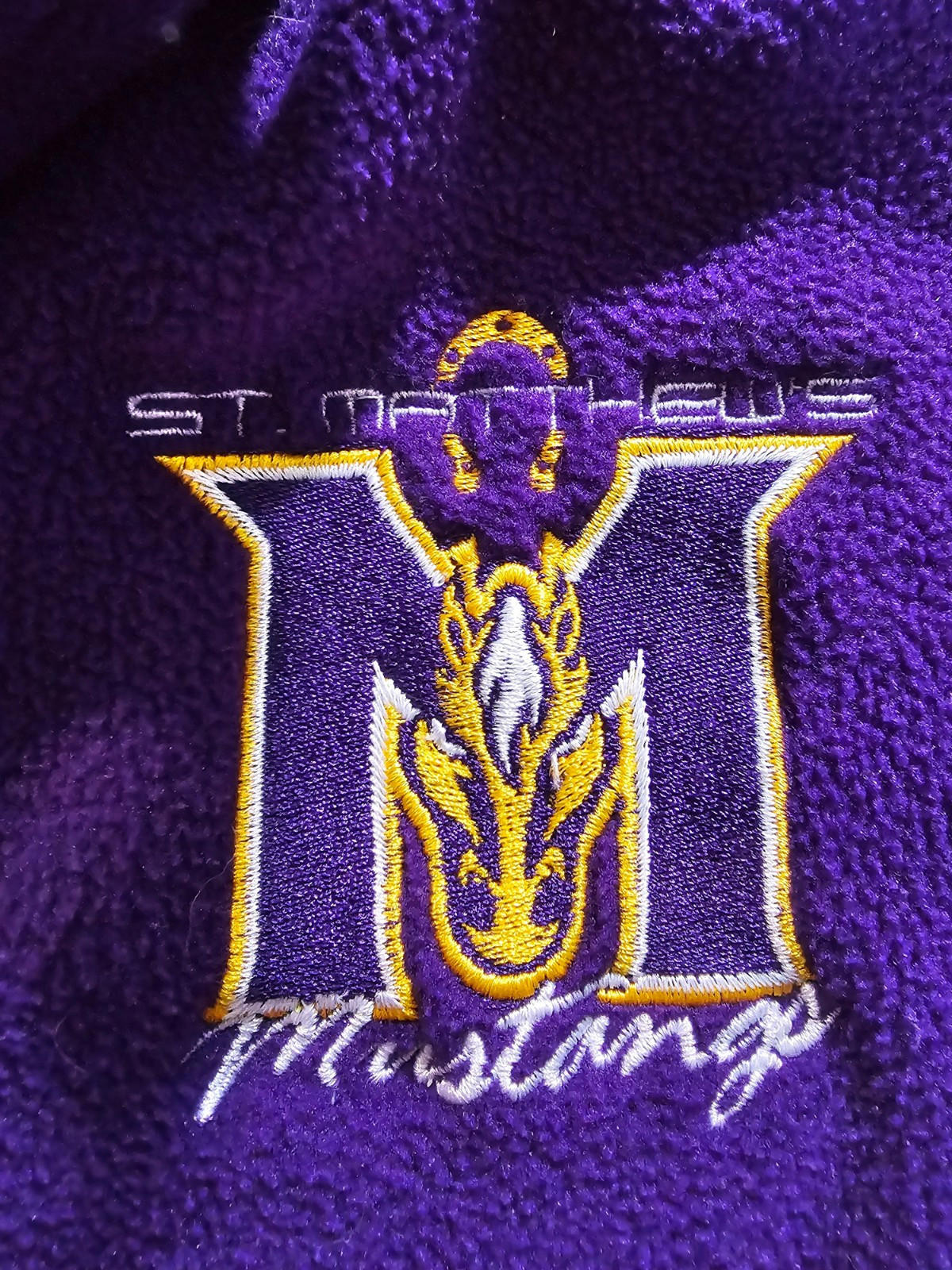 St Matthews Mustangs full zip purple fleece Augusta Large