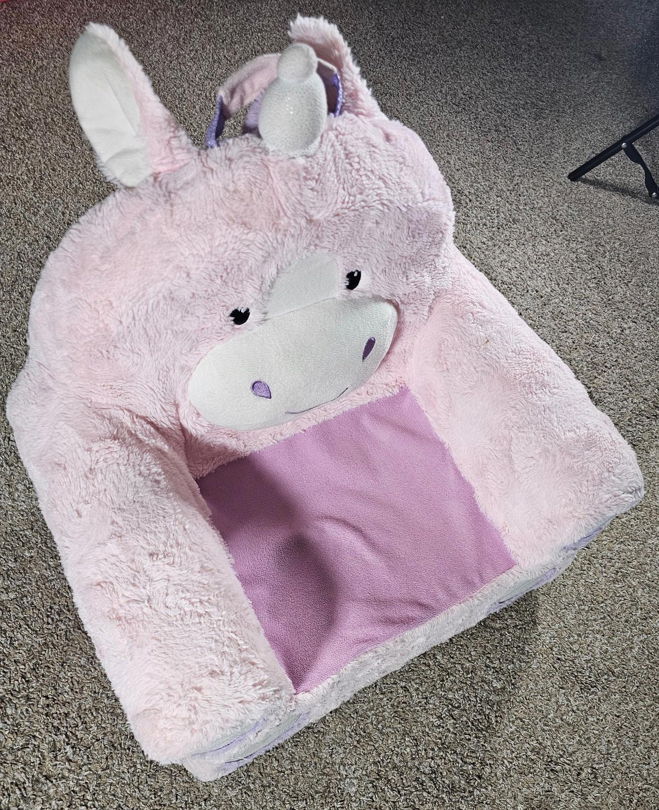 Pink Unicorn Plush Kids Soft Landing Chair Toddler