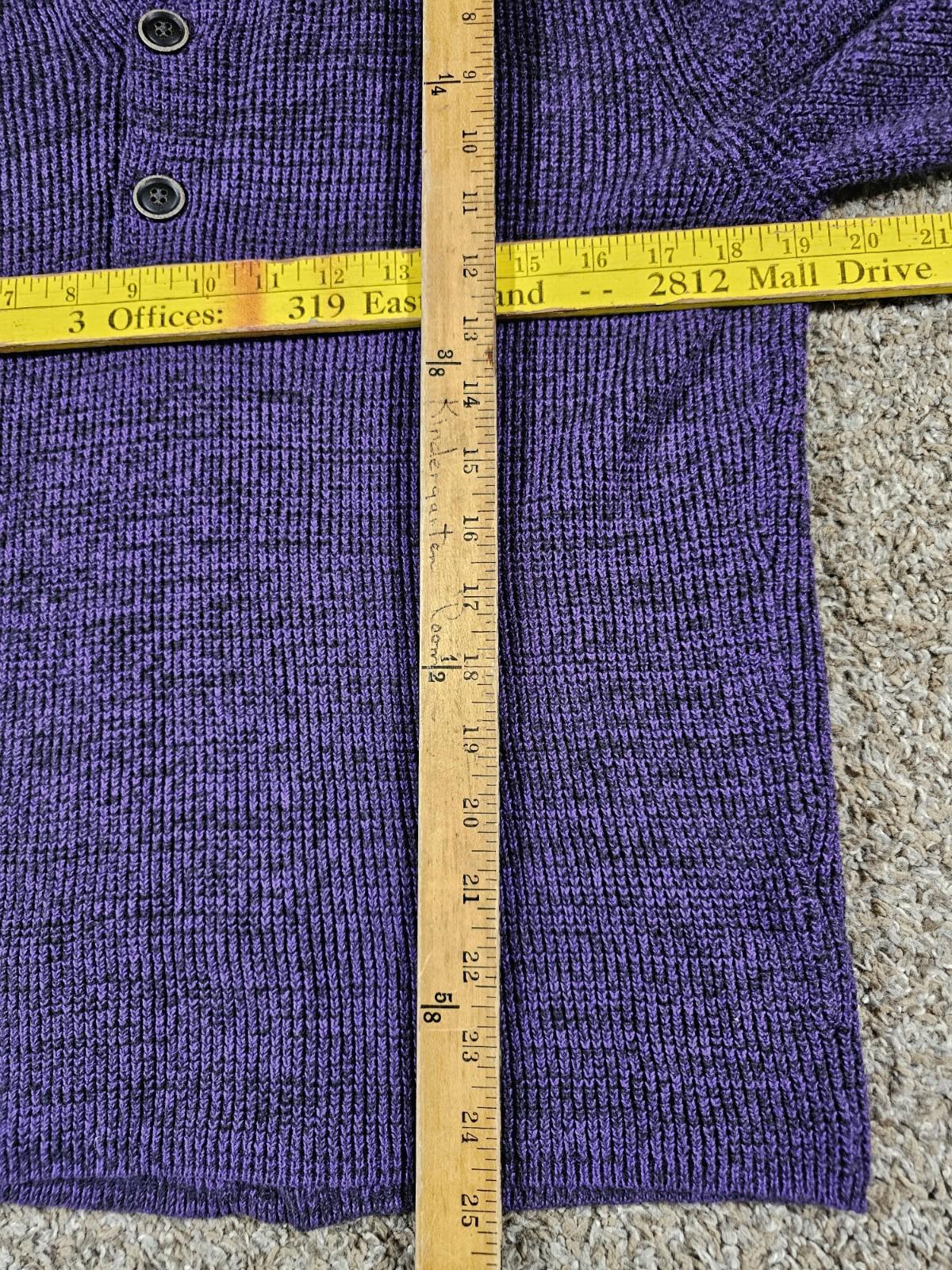 32 Bar Blues Purple Black 3 Button Sweater S Cable Knit