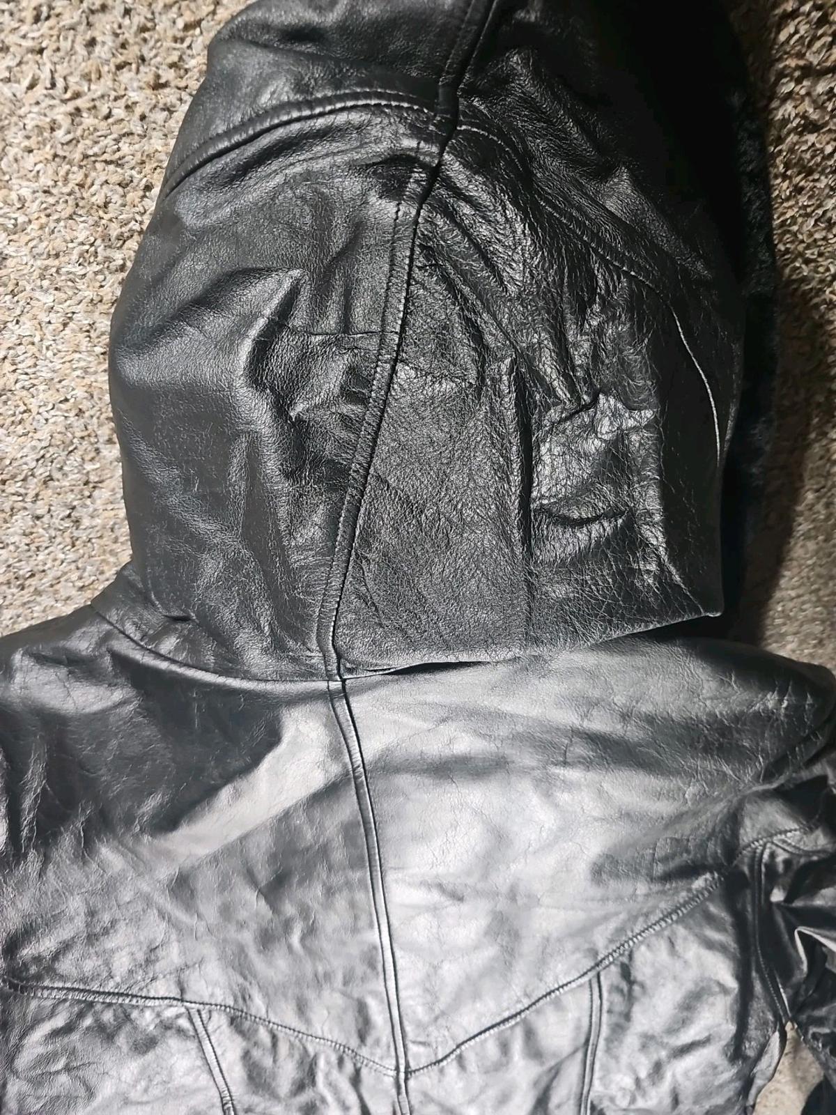 donna pelle black leather Hooded Belted jacket