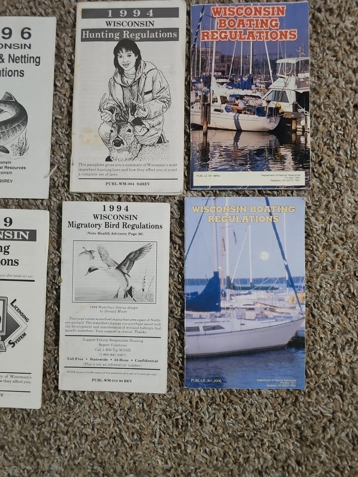 Vintage LOT 1990s WI DNR Regulations & Guide Pamphlets