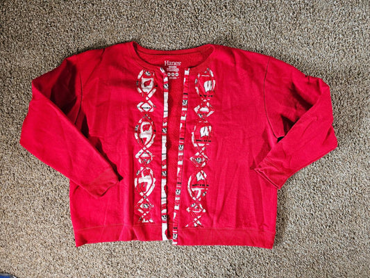 hanes softsweats ecosmart Open Face Sweater homemade WISCONSIN BADGERS 2XL