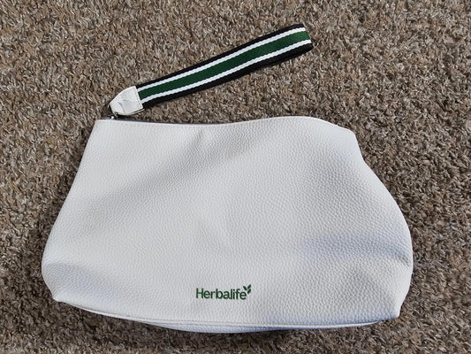 Herbalife White Handbag Purse With Hand Wrist Strap