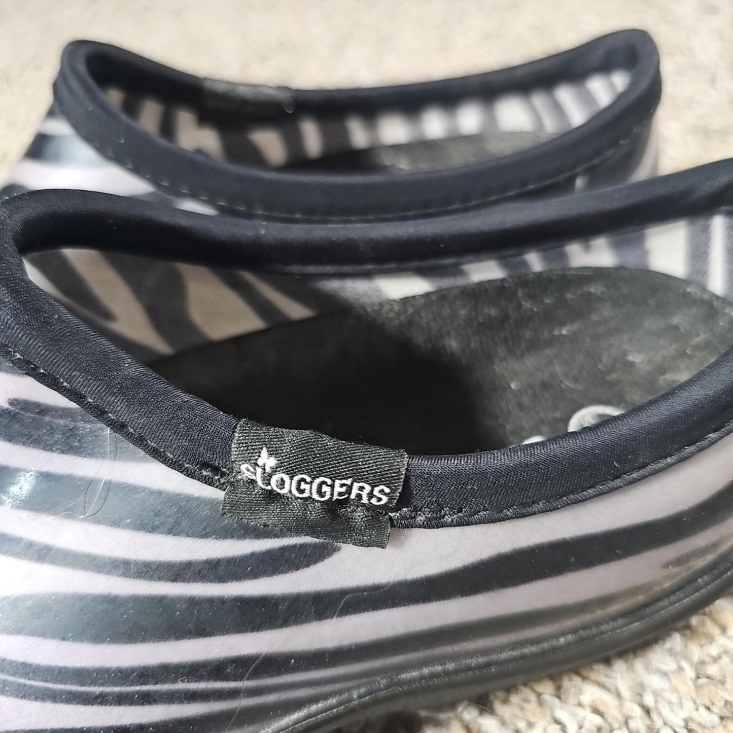 Sloggers Zebra Striped Made In USA Sz 9 Slip On Shoes