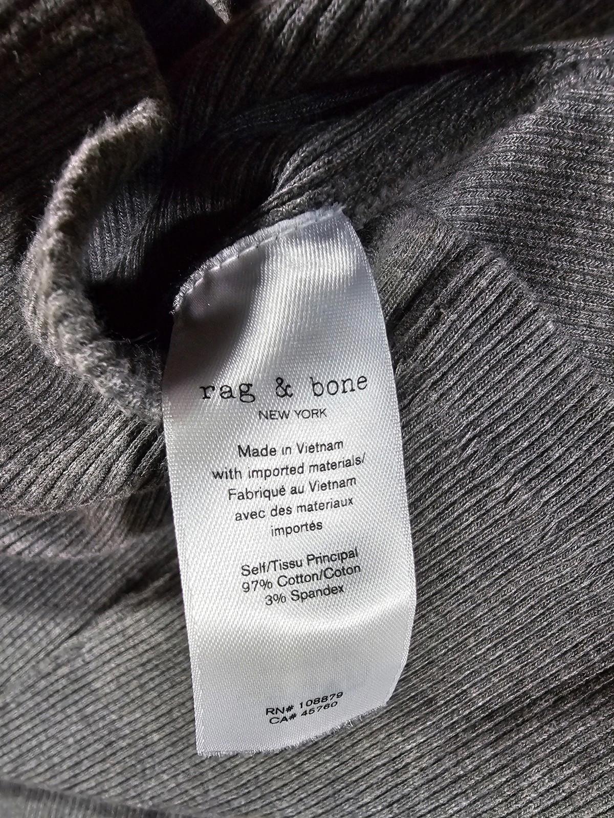 RAG & BONE FullZip Front Sweater Top Slim Fit Gray Sz L