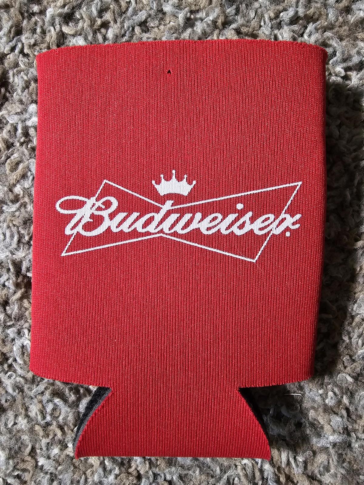 Budweiser Graphic Printed Solid Logo Can Koozie Red