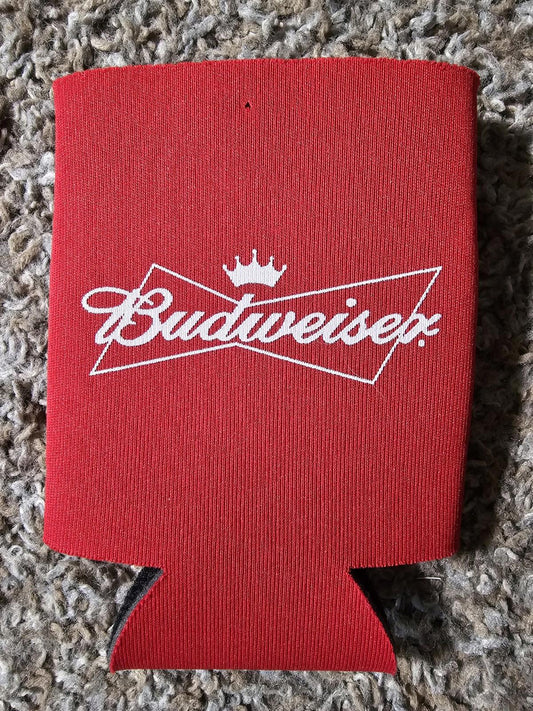 Budweiser Graphic Printed Solid Logo Can Koozie Red