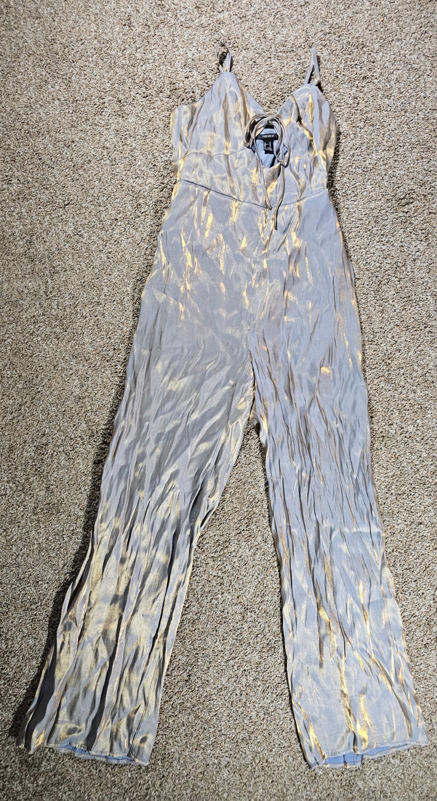 Forever 21 Long Jumpsuit Dusty Blue Medium NWT