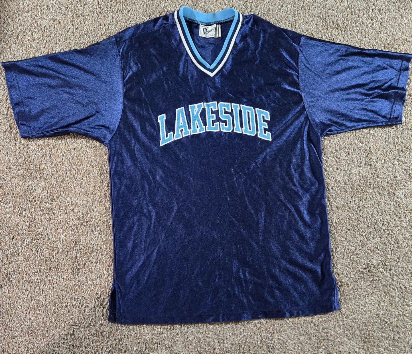 Vintage POWERS Athletic Shirt LAKESIDE Made In USA