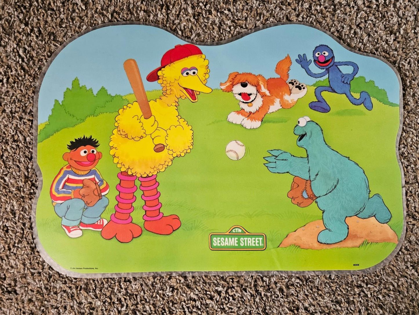 Vtg Sesame Street Muppets Original Laminated Place Mat Activity Mat 1981-1982