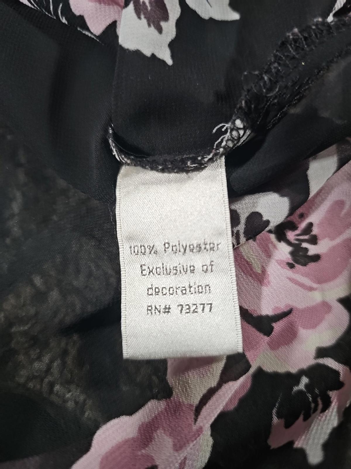 LC Lauren Conrad Sheer Blouse Black Floral M