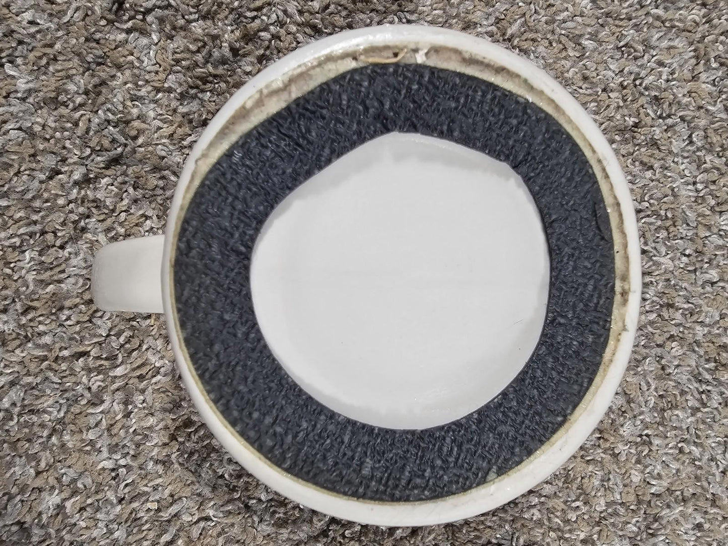 ceramic diner-style coffee mug with a black tribal-style graphic HEAVY