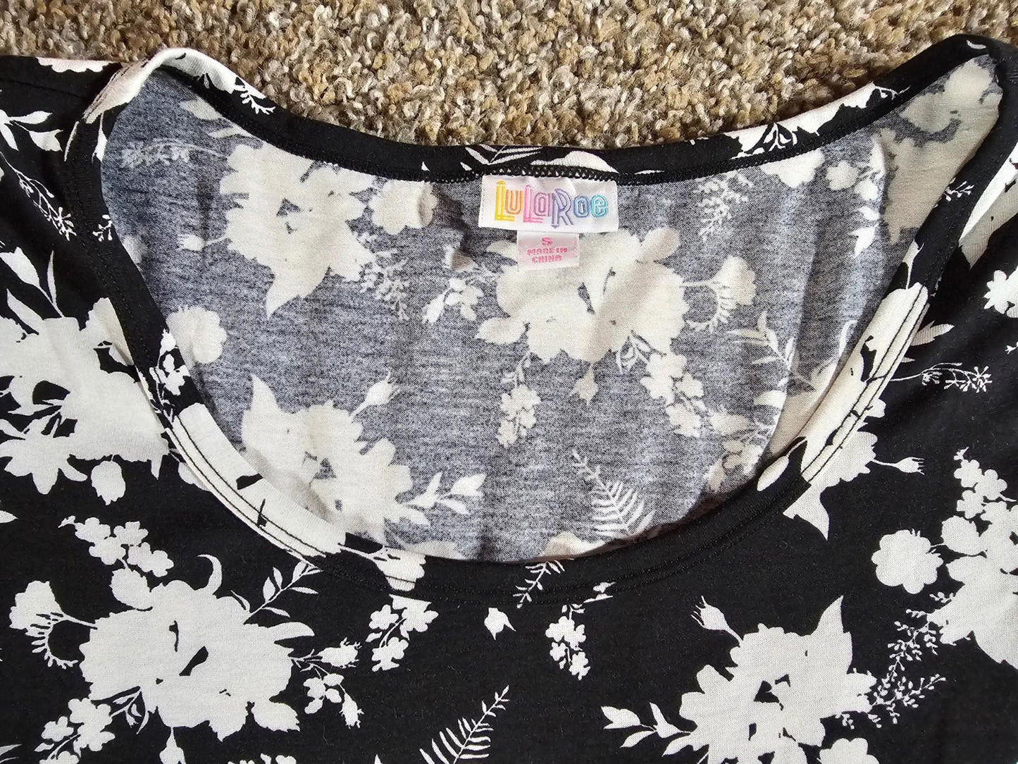 LuLaRoe Black & White Floral Dress S