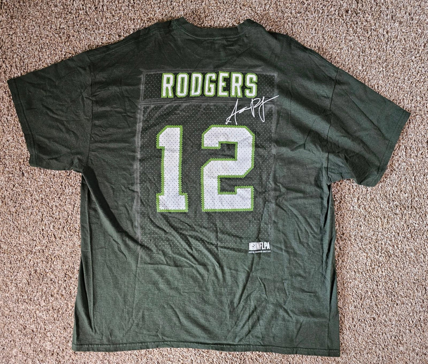 Fanatics Green Bay Packers Aaron Rodgers #12 Green Jersey T-Shirt SEE MEASURES