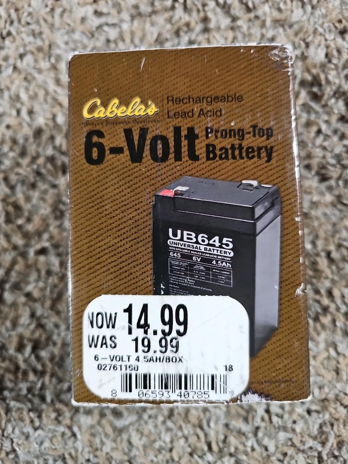 6V 4.5AH SLA Battery Cabela's Field Tested
