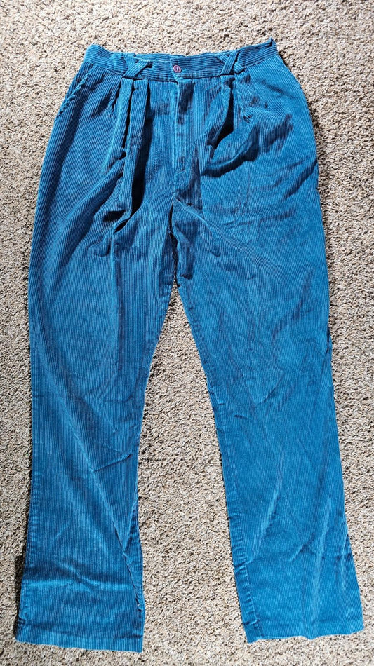 blue teal corduroy pants size 13-14 27x30