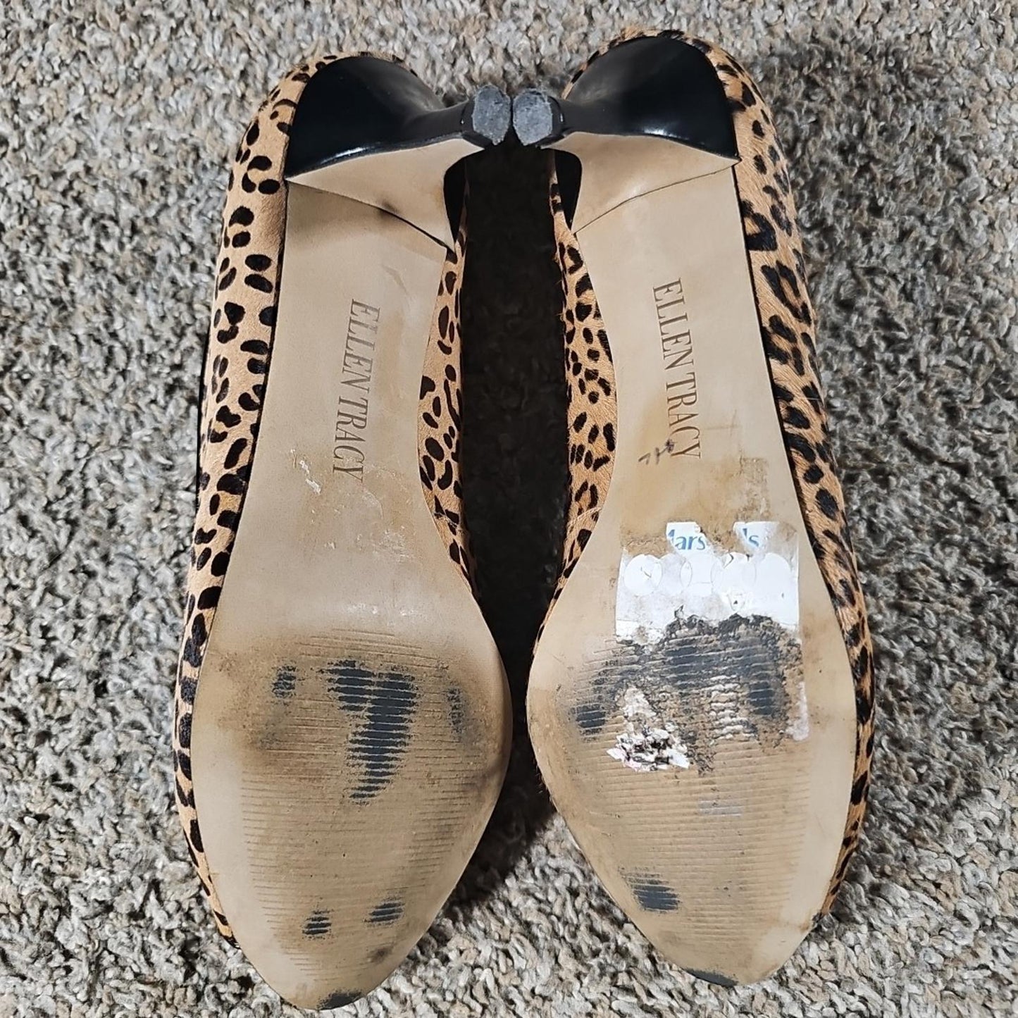 Ellen Tracy Vanna 8M Leopard Print Heels Real Cow Hair