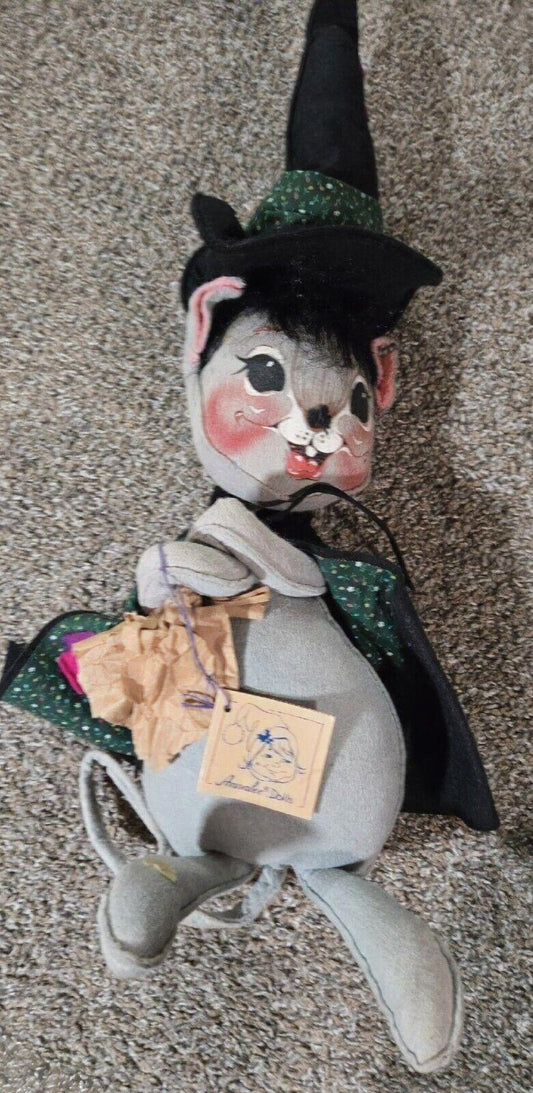 Vintage 1964 Annalee Halloween Witch Mouse 20" With Hat ***Damaged Parts**