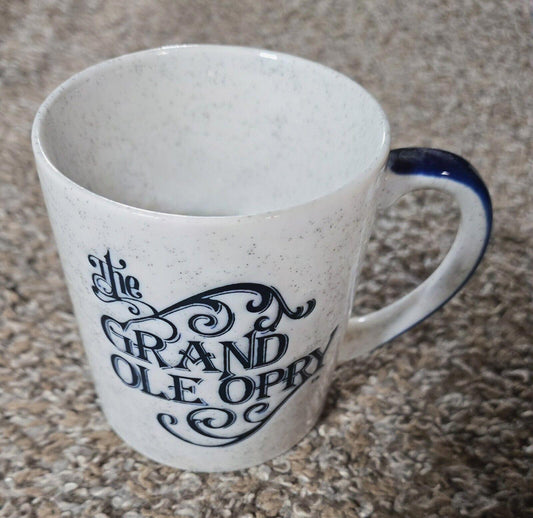 Grand Ole Opry Vtg Coffee Mug Embossed Farmhouse Logo Blue