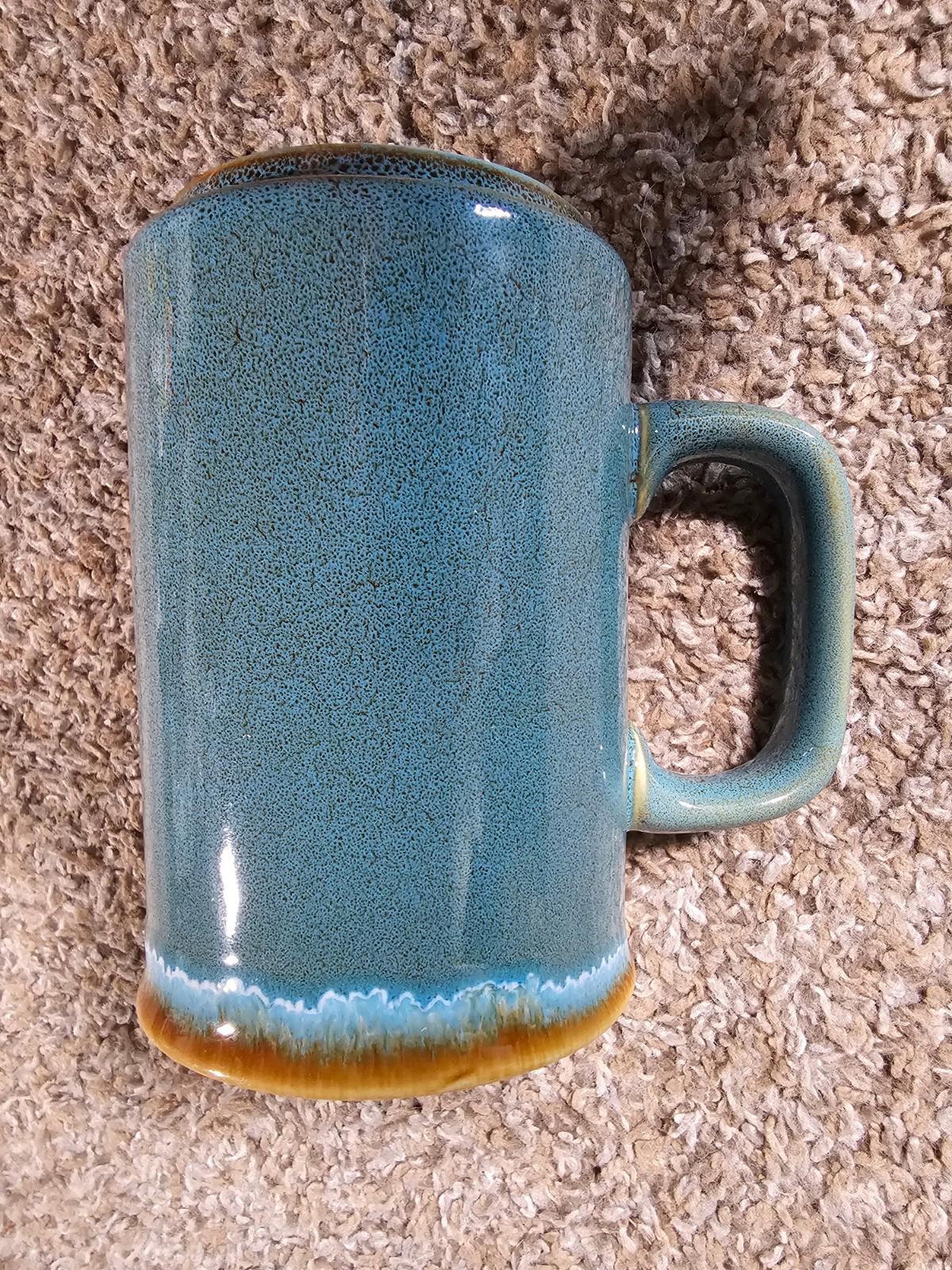 Anna Maria Island FL Pottery Coffee Mug Cup Drip Glaze Teal Palm Trees