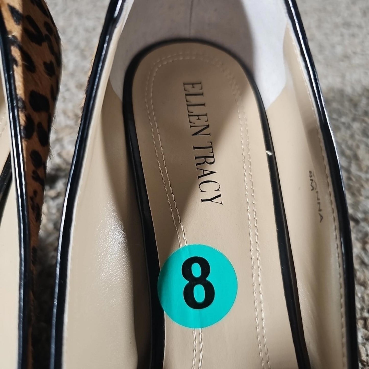 Ellen Tracy Vanna 8M Leopard Print Heels Real Cow Hair