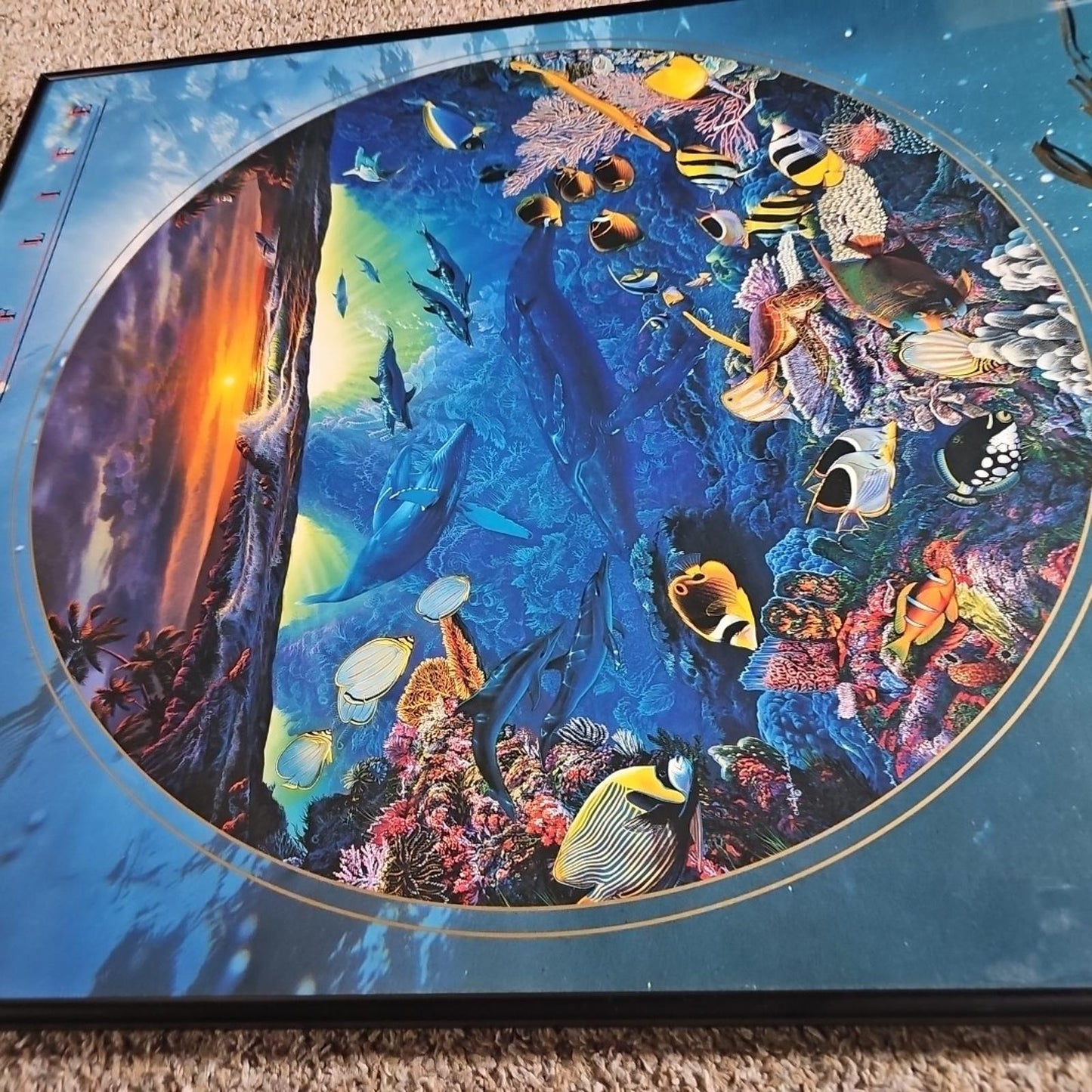 Rare CHRISTIAN LASSEN Maui Hawaii CIRCLE OF LIFE Framed ART POSTER Print 24¼x30¼
