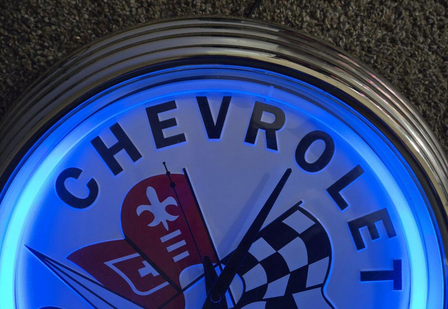Neon Chevy Corvette Light Up Clock With Plug And Battery *PARTS ONLY*