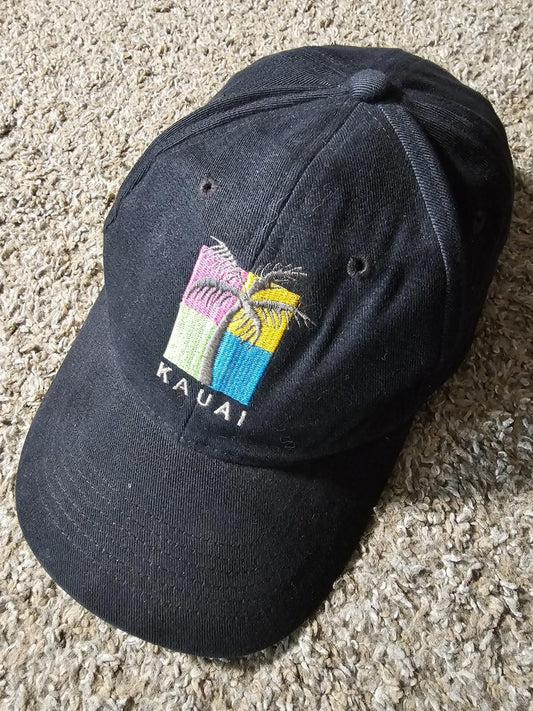 Kauai Palm Tree Color Block Baseball Hat Cap Black Snapback