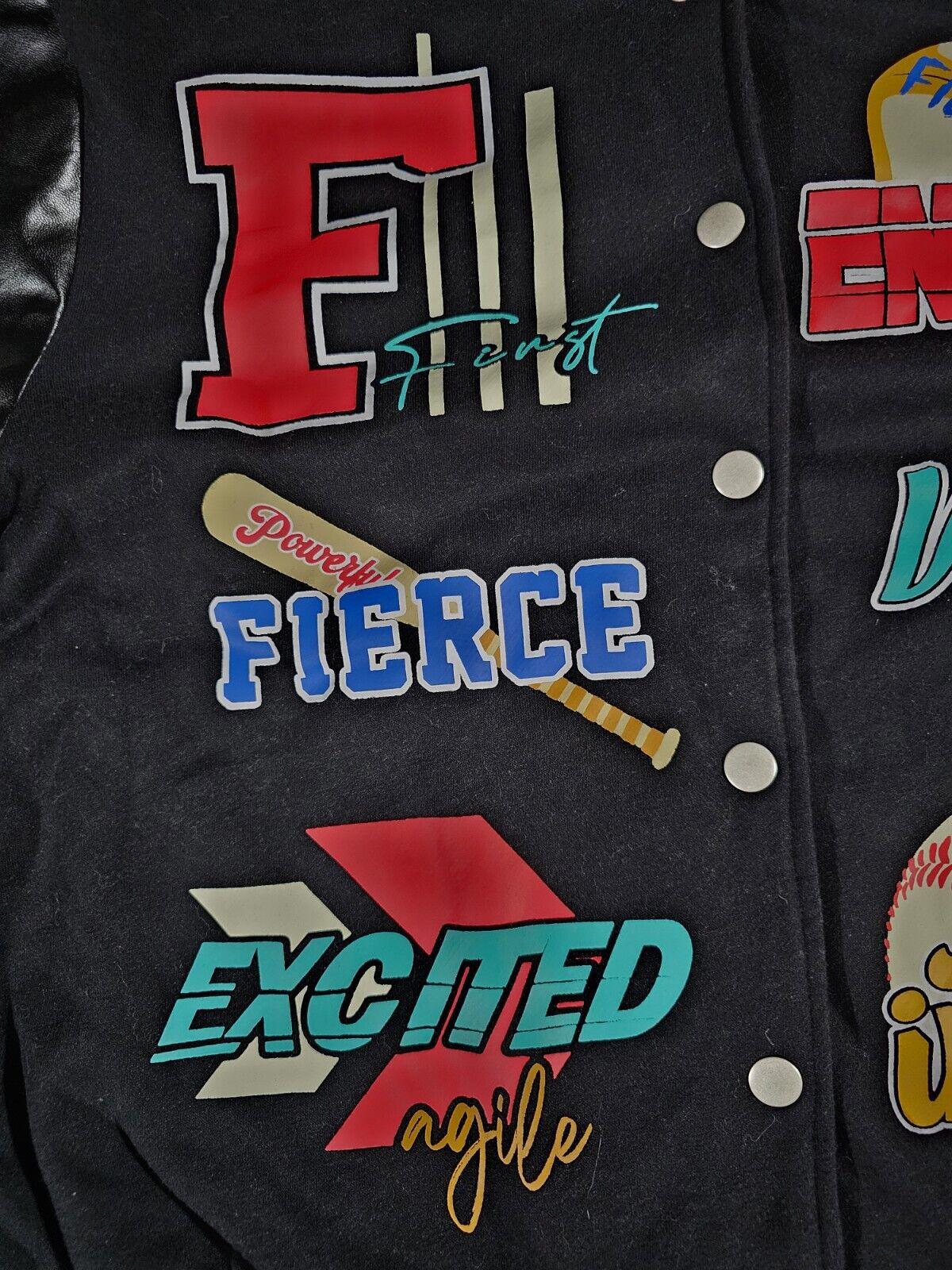 SHEIN fierce intense baseball Retro Varsity jacket Large