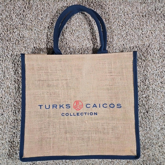 Turks & Caicos Woven Burlap Tote Bag