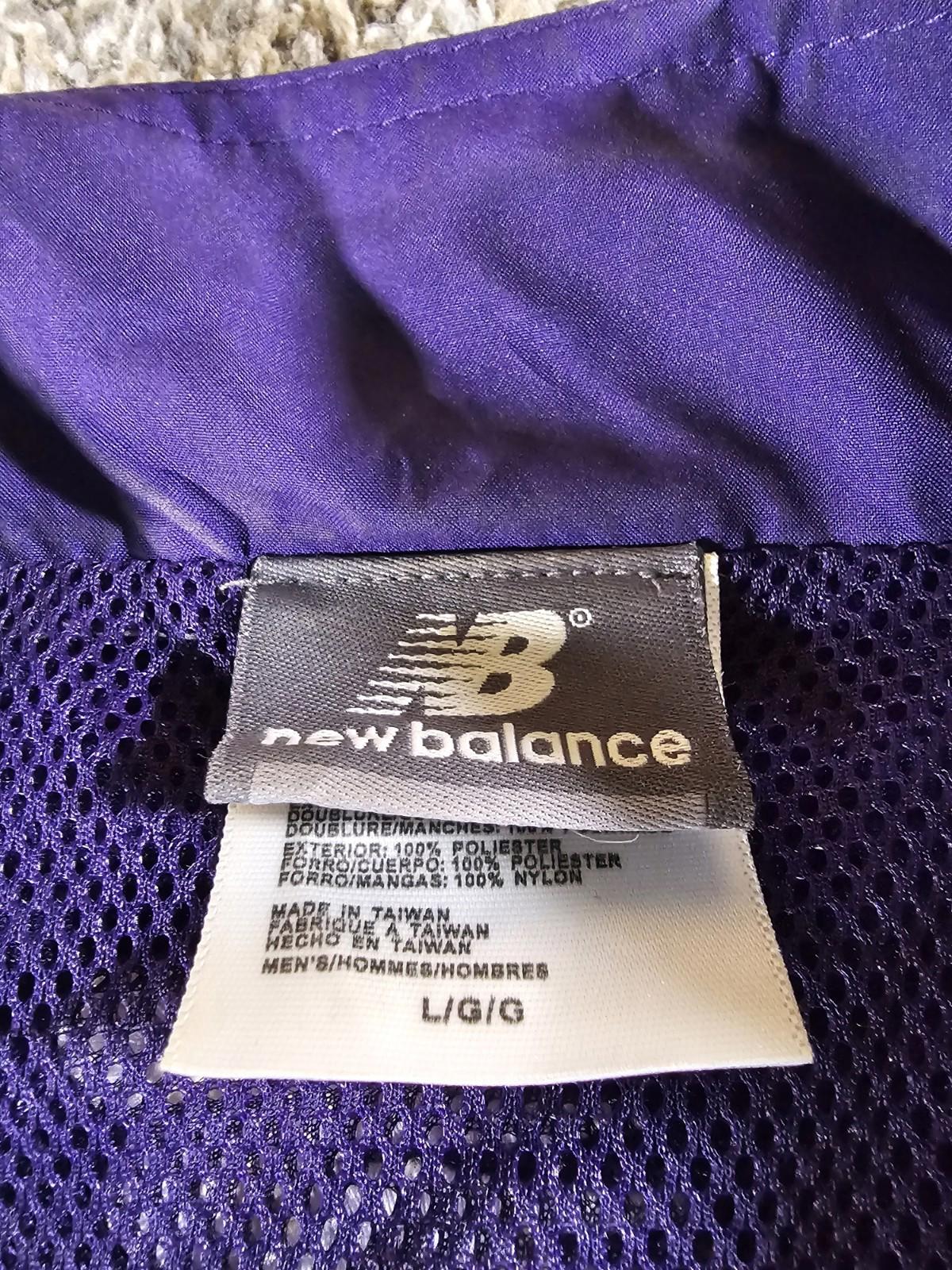 Full Zip Purple New Balance Jacket Vented Zip Pockets LARGE