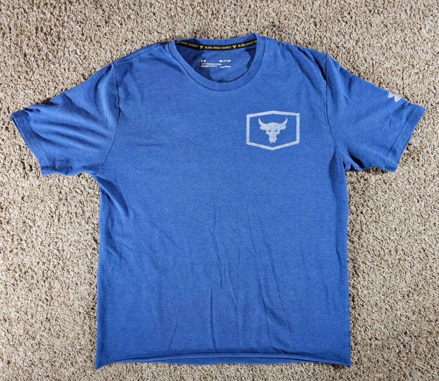 Under Armour Men’s S Tshirt Blue Iron Paradise Sanctuary Of Sweat Project Rock