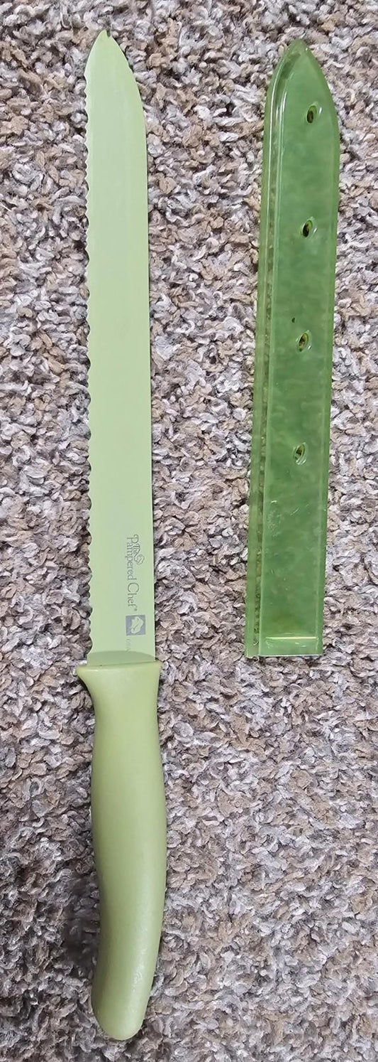 The Pampered Chef green D8A knife With Blade Cover Sheath