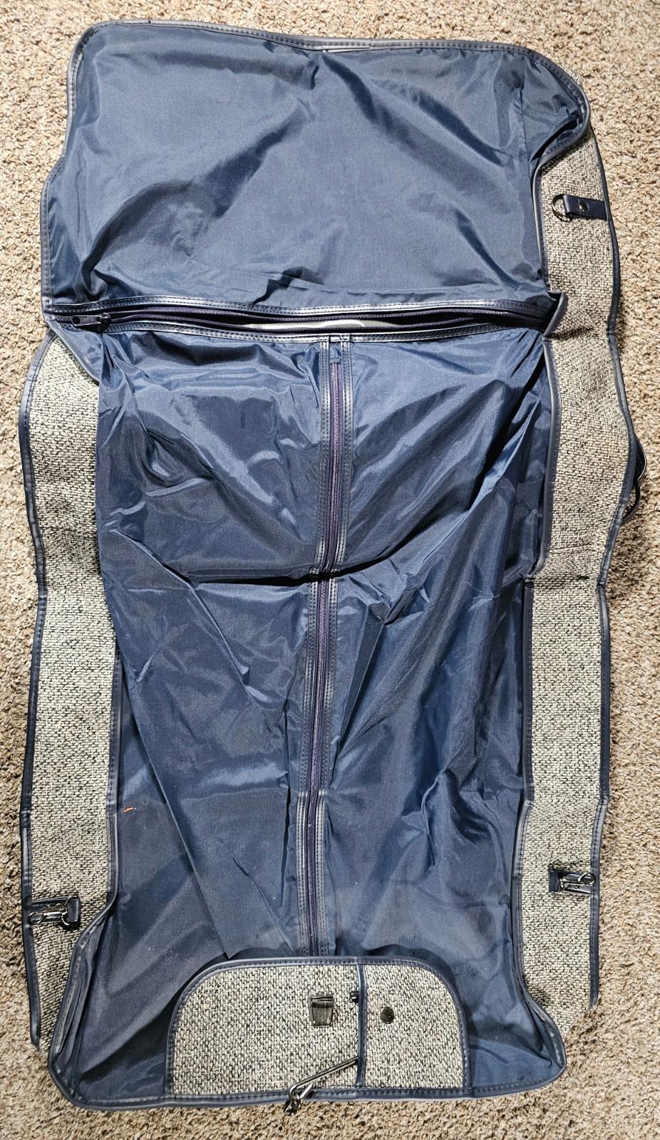 Vintage PIERRE CARDIN Garment Bag Luggage Hanging Suit Tweed