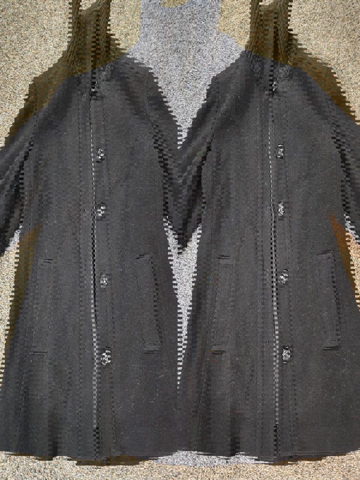 Fleet Street Wool Black Peacoat Turtle Neck & Buttons XL