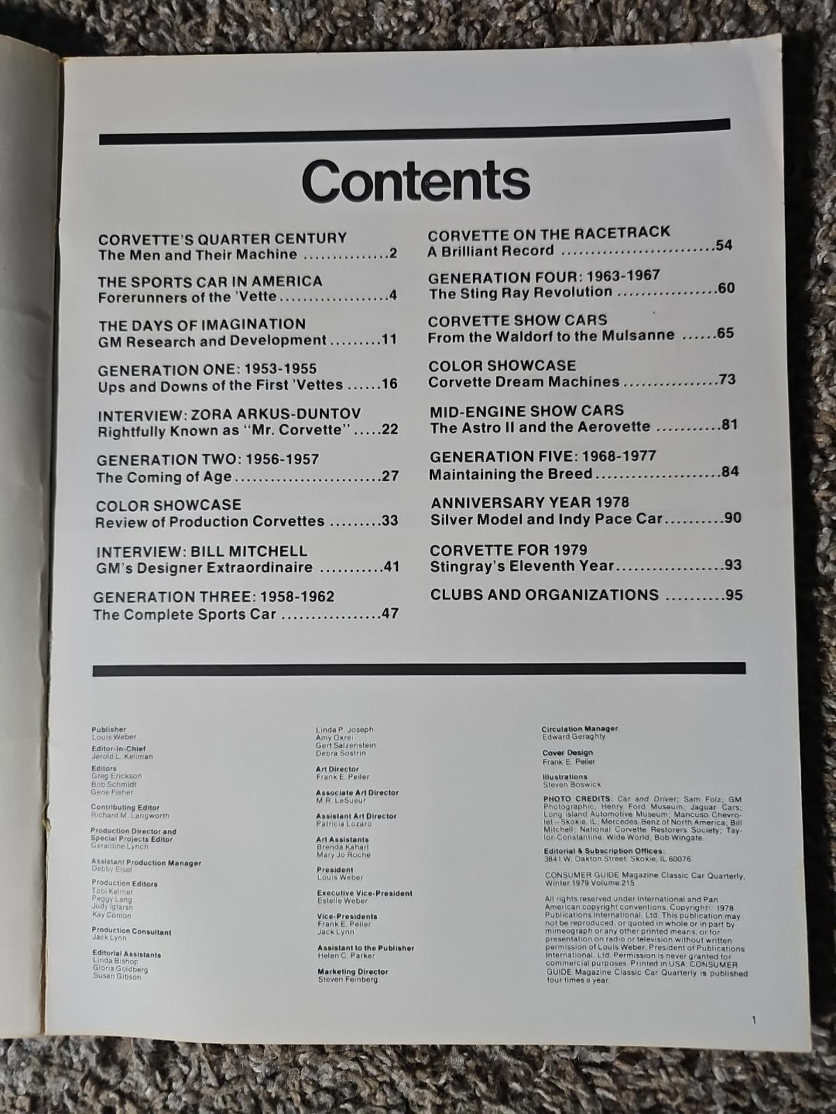 Winter 1979 Consumer Guide Corvette Magazine. America’s Only True Sports Car