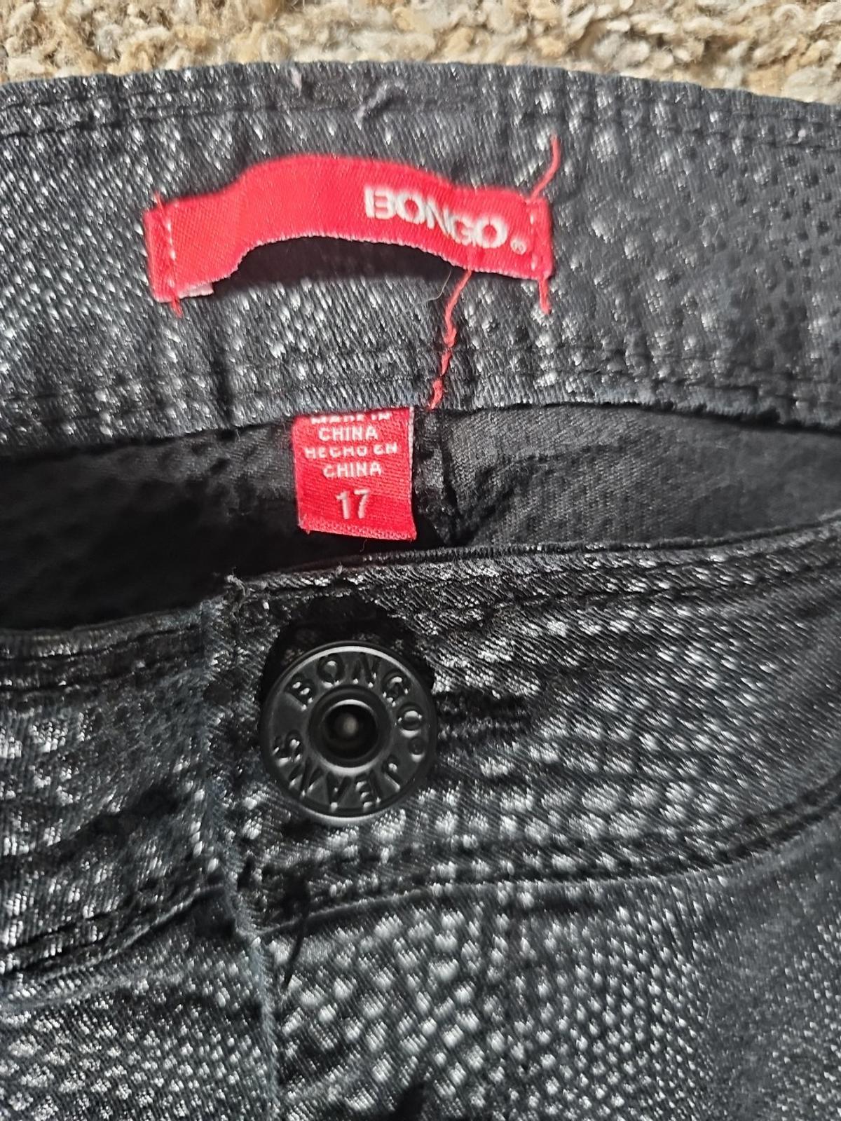 Ladies Bongo Sz 17 Black Stretch Skinny "Snakeskin" Pants