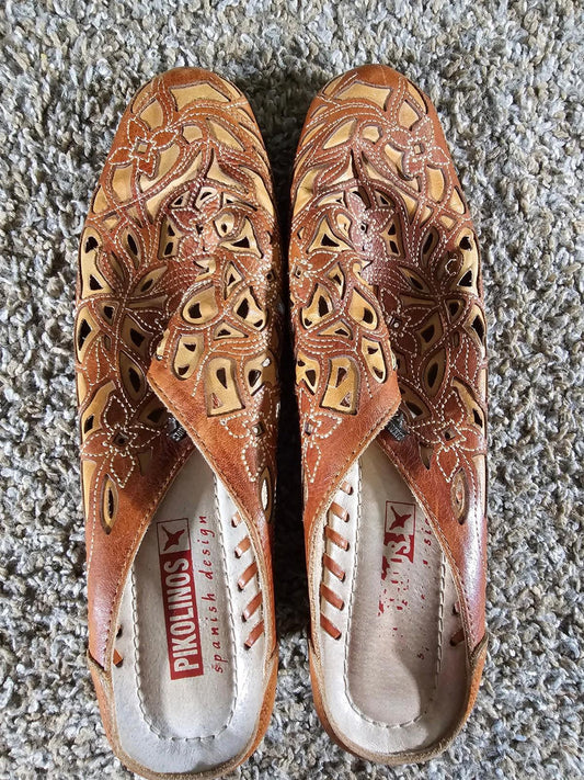 pikolinos spanish design women's shoes 38 brown slip on
