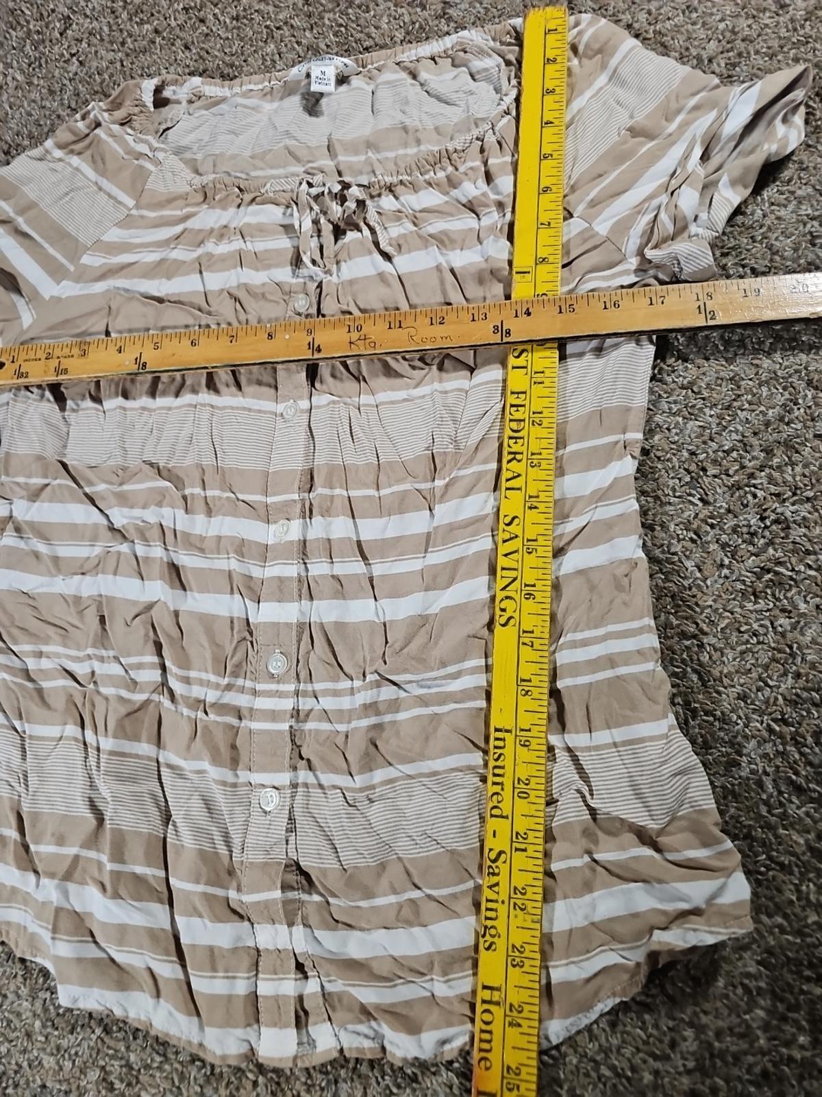 croft & barrow Brown White Striped Button Up Blouse M