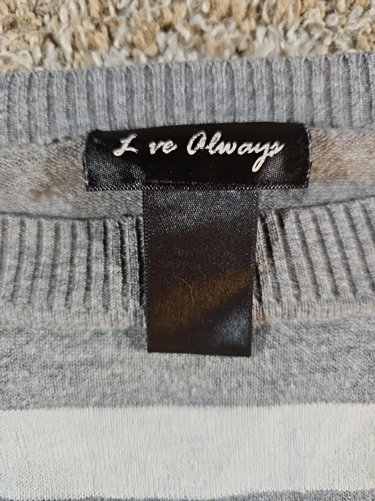 Love Always Striped LS Shoulder Zip Gray White