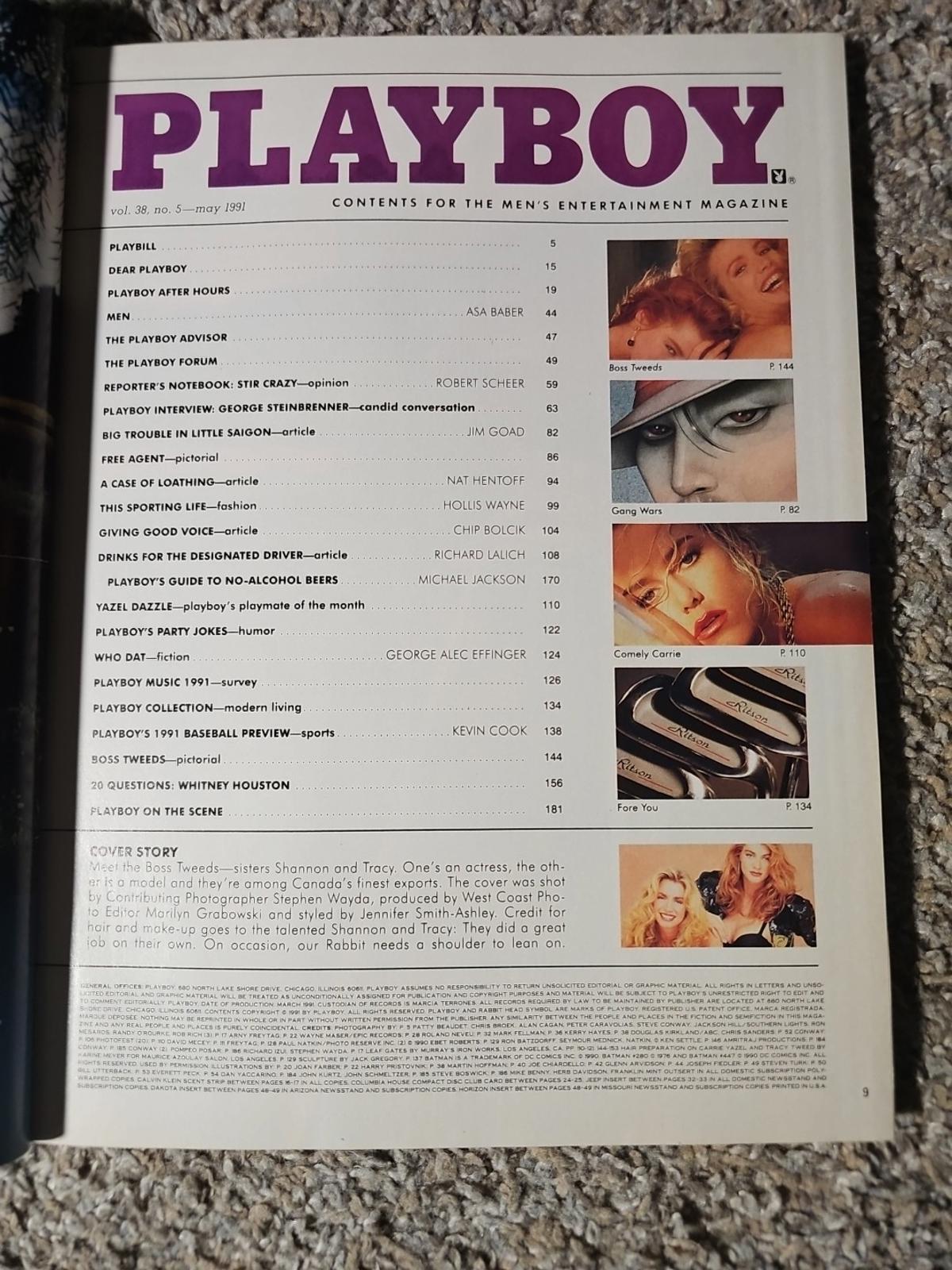 PLAYBOY May 1991 magazine Shannon and Tracy TWEED Whitney Houston