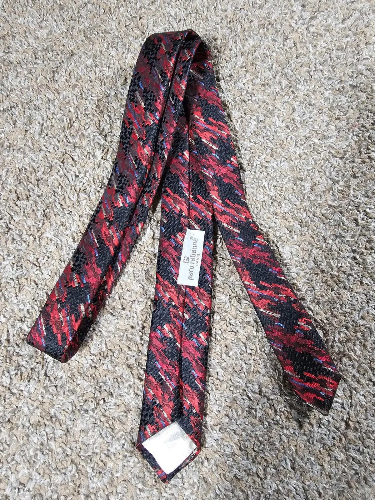 Paco Rabanne Paris Necktie Red Black