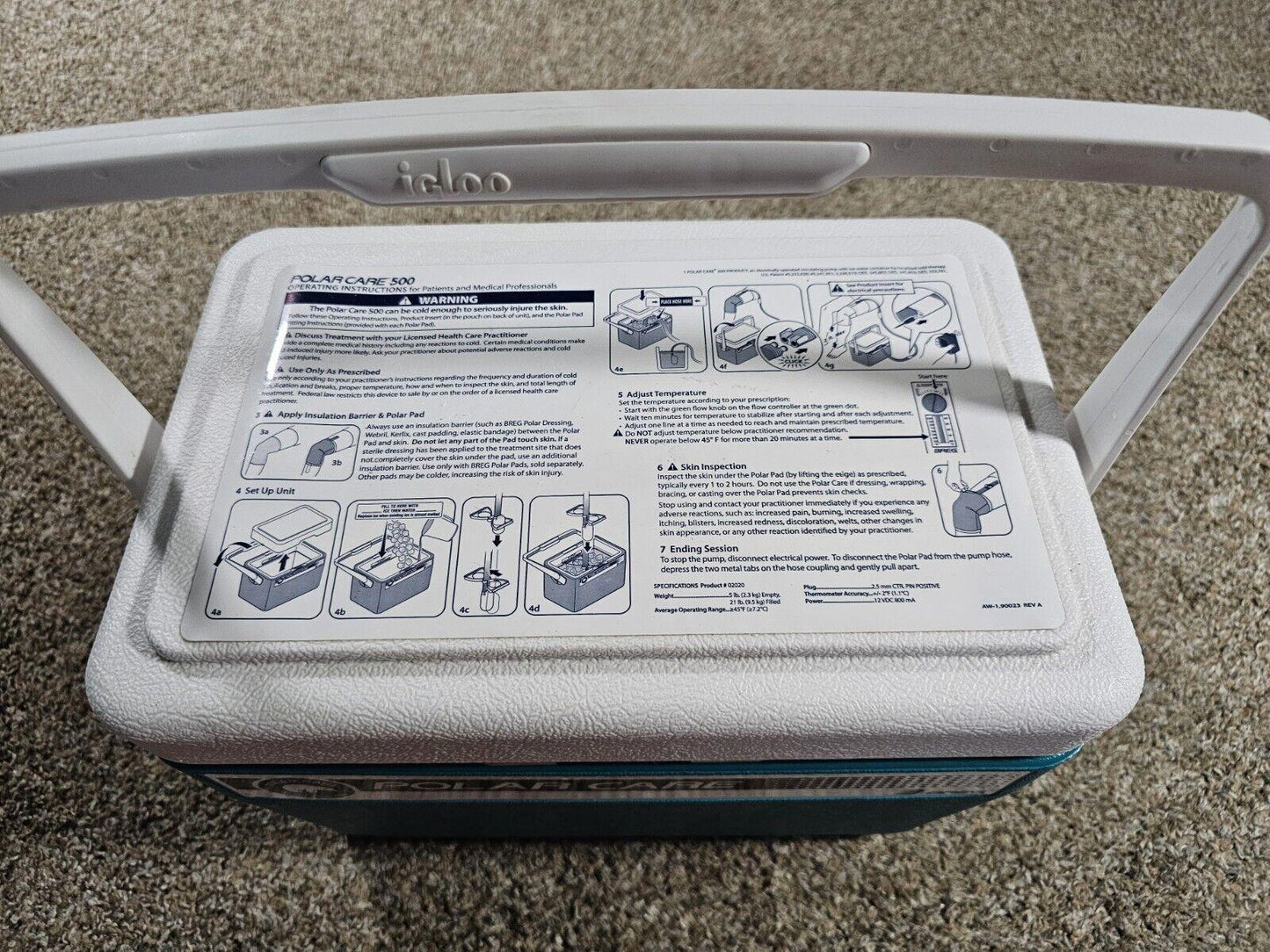 polar cold igloo cooler MISSING WRAPS/PADS