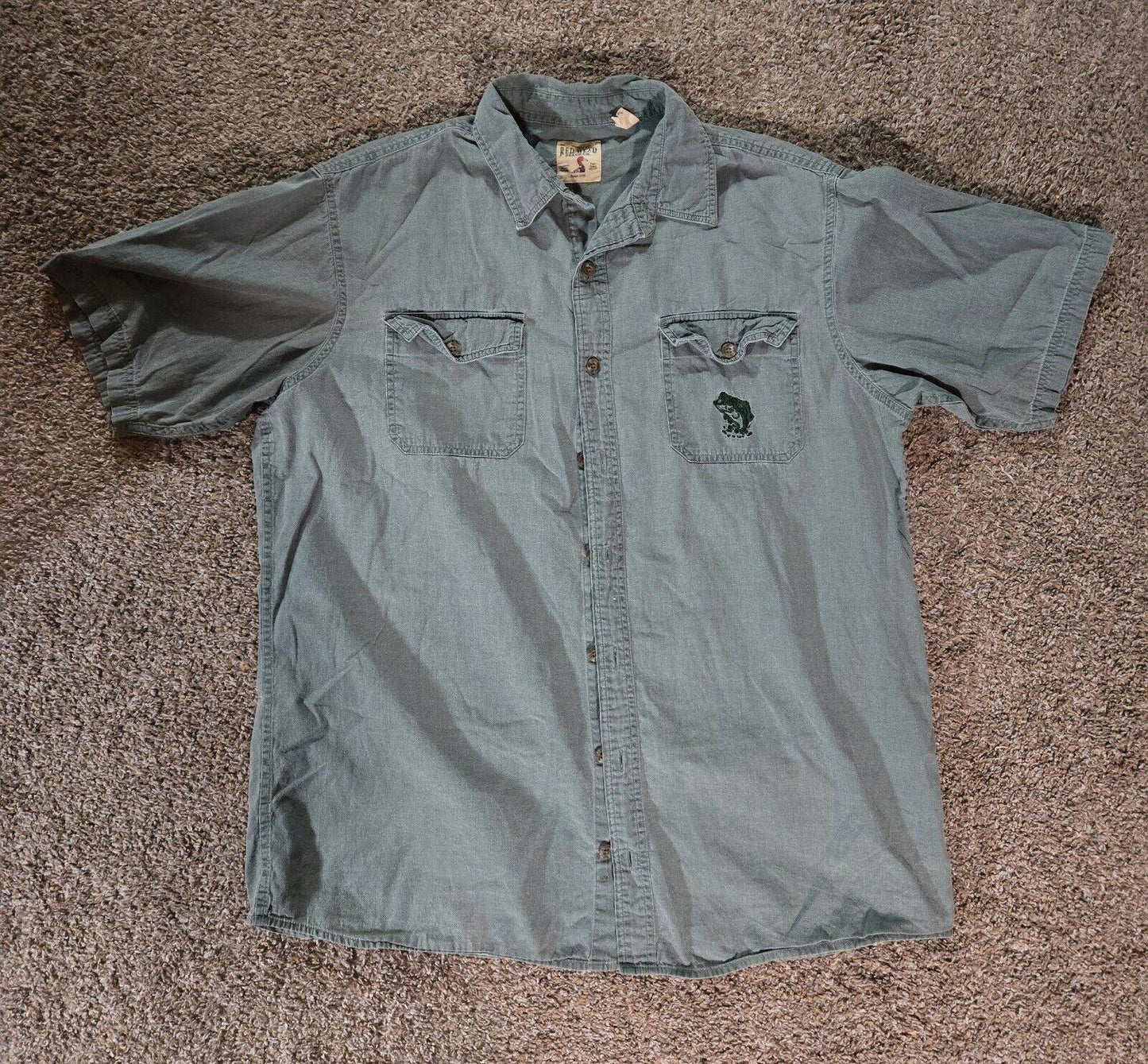 Red Head Brand Button Up Collared Shirt Bass On Pocket XLT