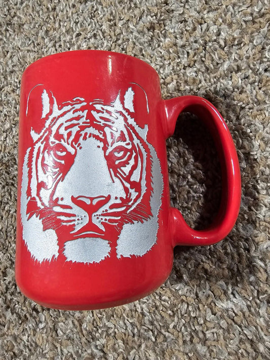 Red Etched Tiger Milwaukee County Zoo Mug