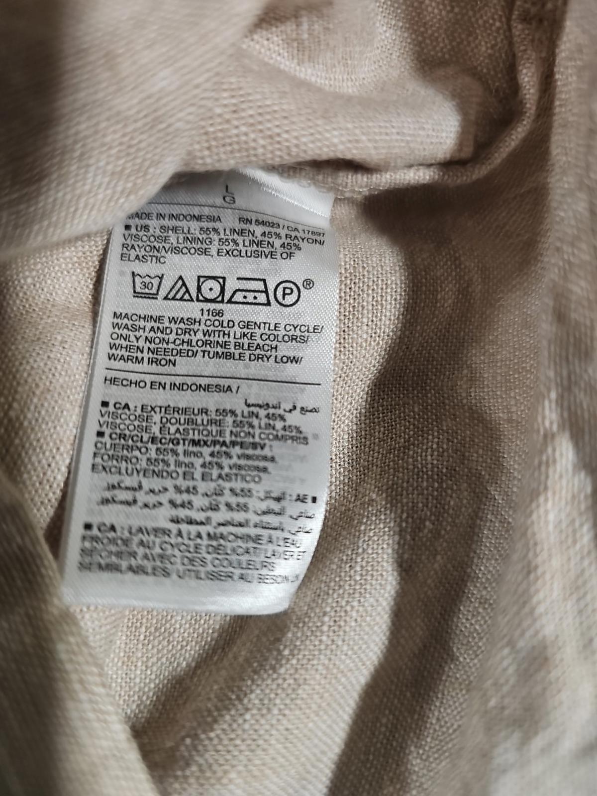 Old Navy Ruffled Smocked Cream Linen Blend Dress Neutral Capsule Minimalist Sz L