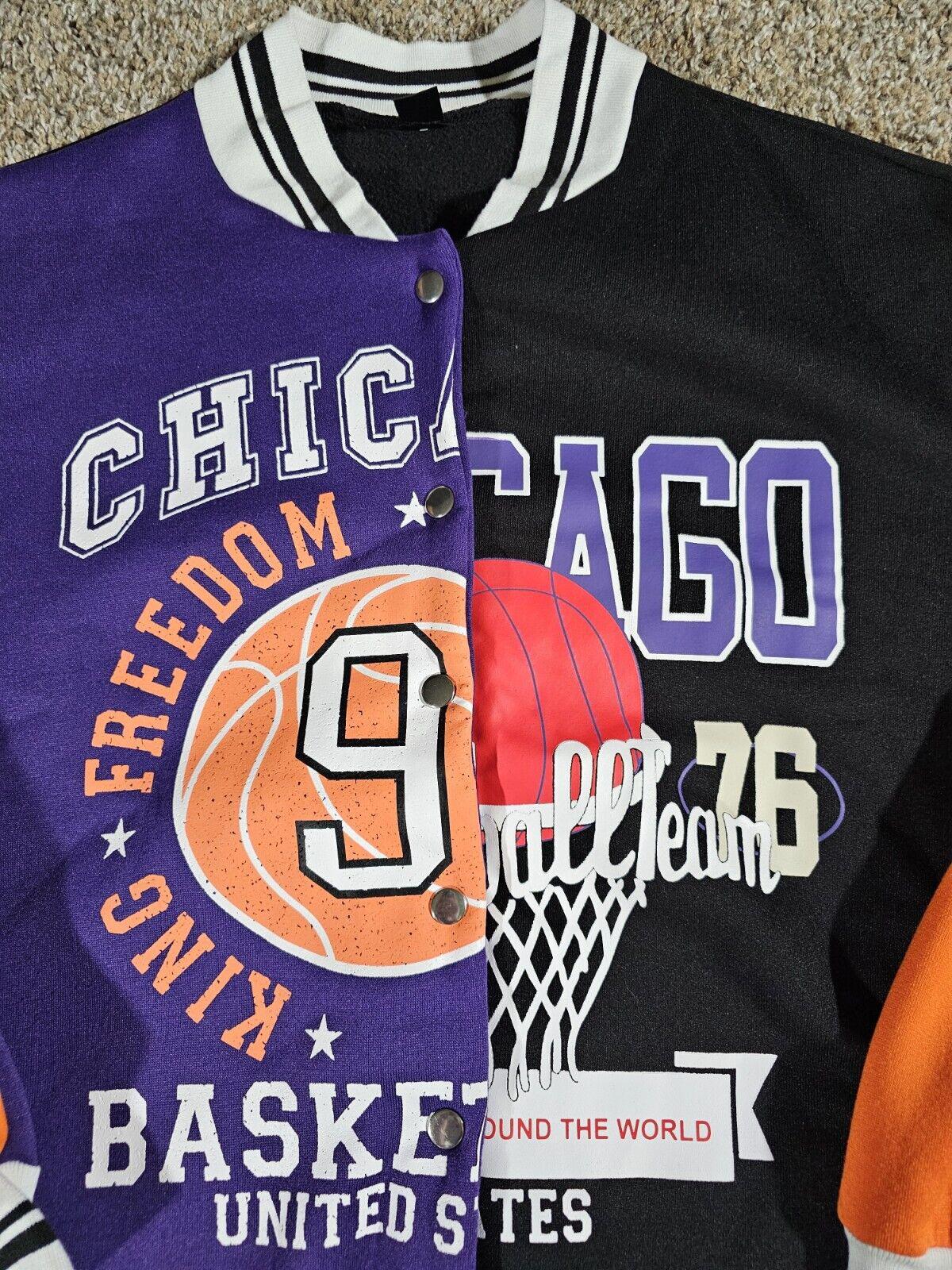 Chicago Basketball Dual Sided SHEIN Retro Varsity Jacket LG