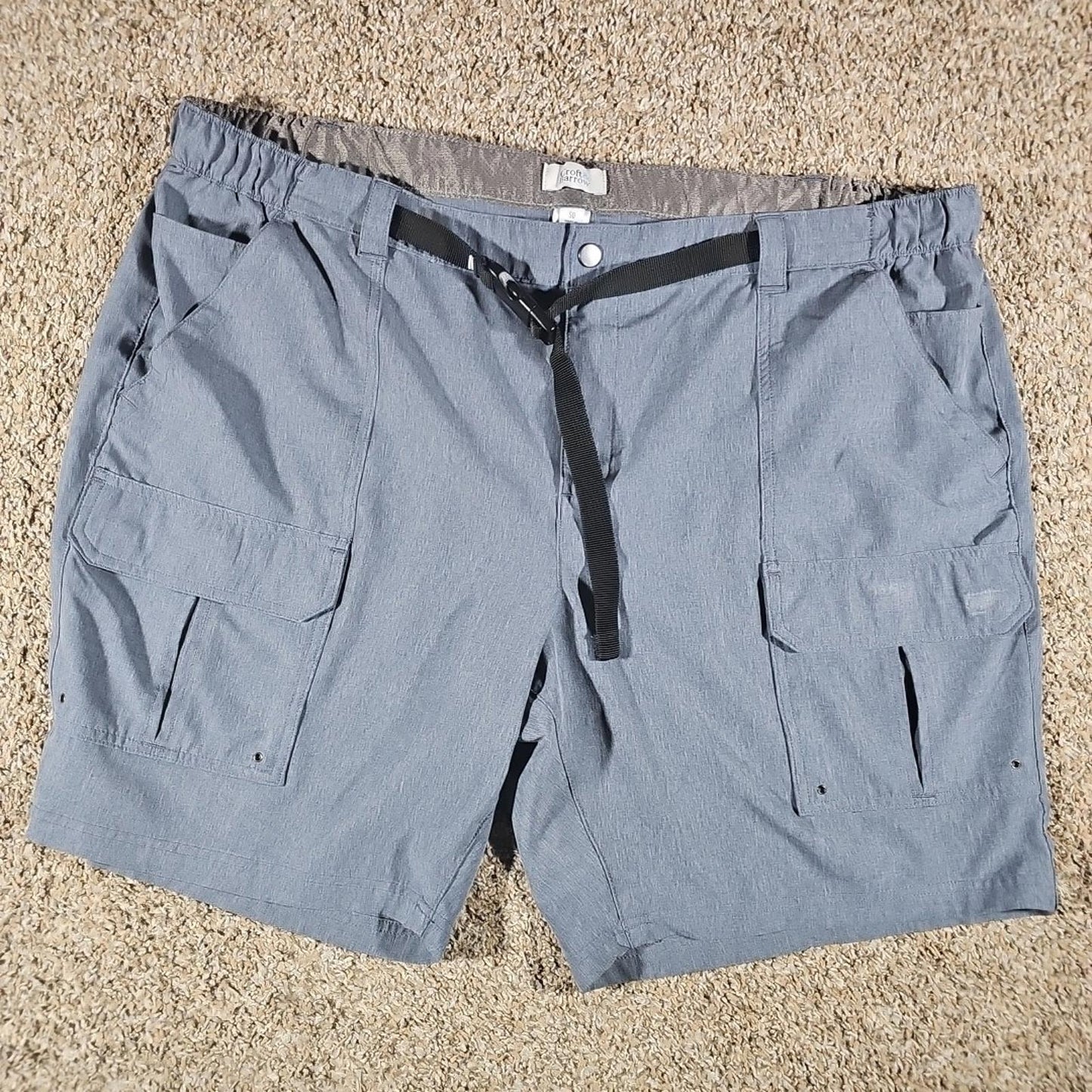 Croft & Barrow Relaxed Stretch Blue Belted Cargo Hiking Shorts Sz 50
