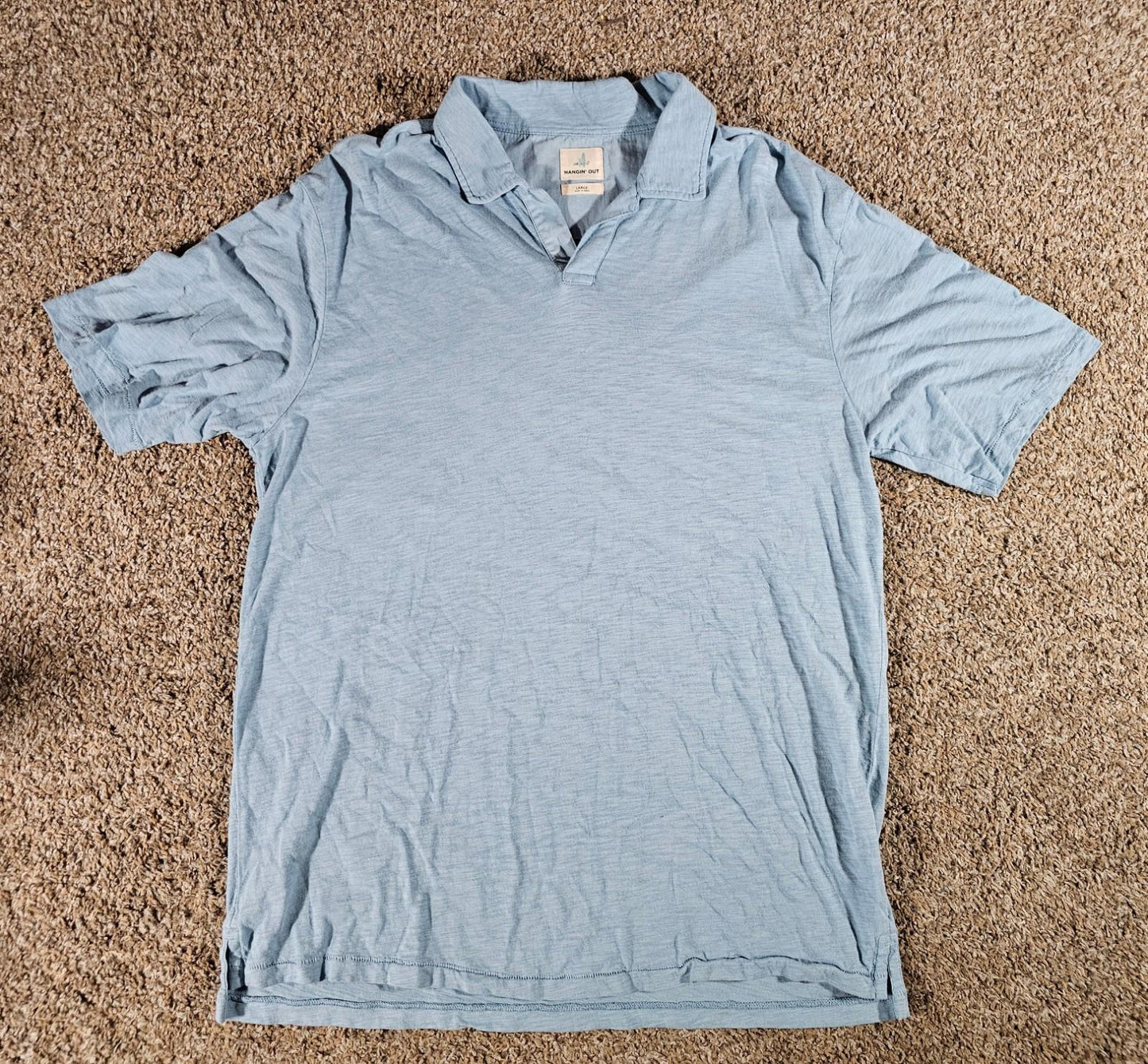 Johnnie O Blue Short Sleeve Golf Casual Open Polo Mens Sz L