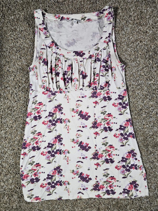 Express White Floral Tank Top Small